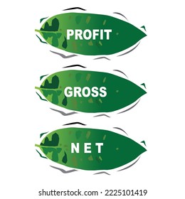 Conceptual illustration of a business of business terms written on green leaf