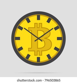 Conceptual illustration with clock in the form of bitcoin