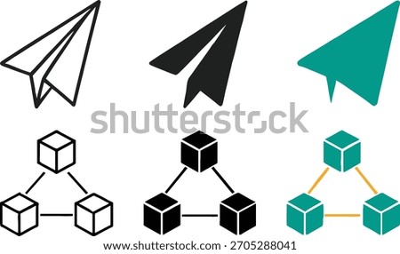 Conceptual illustration of communication network and sending data via paper plane