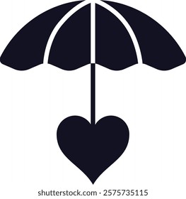 Conceptual illustration depicting an umbrella protecting a heart, representing the safeguarding of love, nurturing relationships, and promoting emotional well being and security