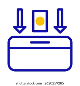 Conceptual illustration of depositing object, symbolic deposit process graphic