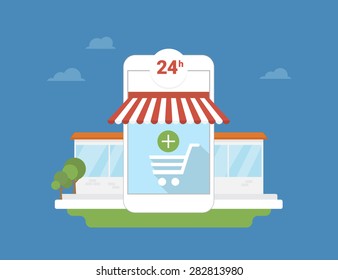 Conceptual illustration of e-commerce mobile application for smartphone