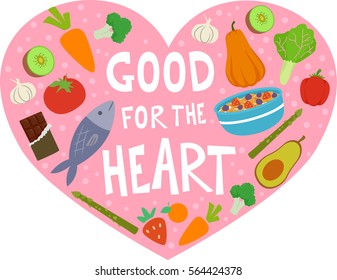 Conceptual Illustration Featuring Nutritious Foods Packed Inside the Outline of a Human Heart