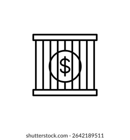 Conceptual Illustration Of Financial Restriction With A Dollar Coin Behind Bars