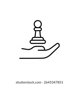 Conceptual Illustration Of A Hand Holding A Pawn Chess Piece Icon