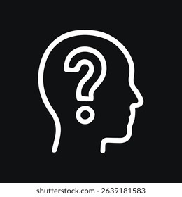 Conceptual illustration of a head silhouette with a question mark inside, symbolizing thinking and problem-solving