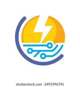Conceptual illustration icon, technology management for the development of electrical energy.