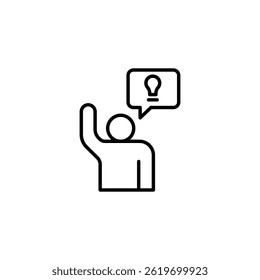 Conceptual illustration of individual presenting a brilliant idea or concept
