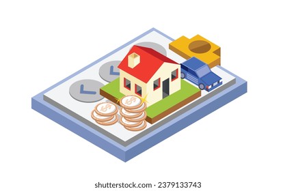 Conceptual Illustration of Inheritance Tax Advisor, Retirement Estate Planning.on white background.3D design.isometric vector design Illustration.