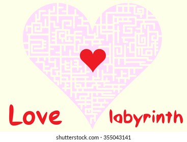 Conceptual illustration with a labyrinth in heart