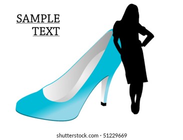 Conceptual illustration of a lady shoe and a woman silhouette