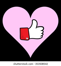 Conceptual illustration with like in the pink heart