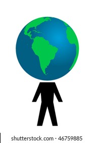 Conceptual illustration with man and globe