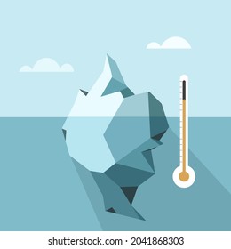Conceptual illustration of melting of  Iceberg in the ocean as a result of global warming