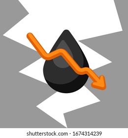 Conceptual illustration of oil cost reduction. Industrial and economic background.