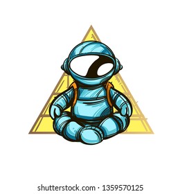 Conceptual illustration on the theme of space travel. Astronaut.