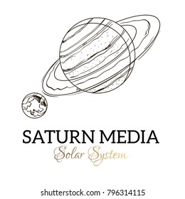 Conceptual illustration on the theme of space travel. Flying in the space shuttle. Design for t-shirts, gifts, promotional leaflets and feature articles about space.