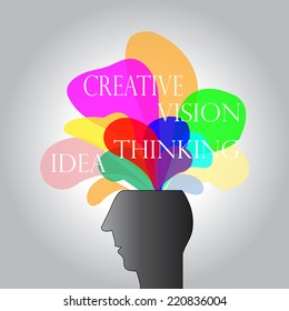 Conceptual Illustration of a open minded man.  open head of human vector,thinking concept vector