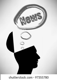 Conceptual Illustration of a open minded man. Man creator of the news