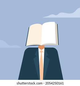 Conceptual illustration of a person headed with an open book 