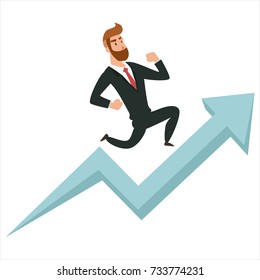 Conceptual illustration: person running a successful start up  Business Illustration Vector Template