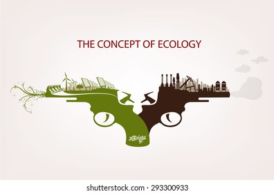 Conceptual illustration of pollution and clean environment