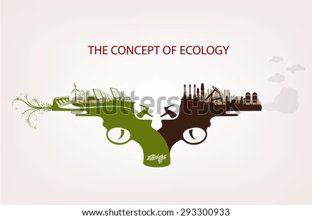 Conceptual illustration of pollution and clean environment