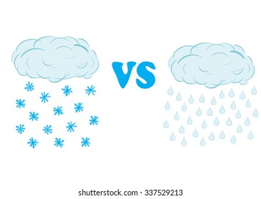 Conceptual illustration with a rain and snow cloud