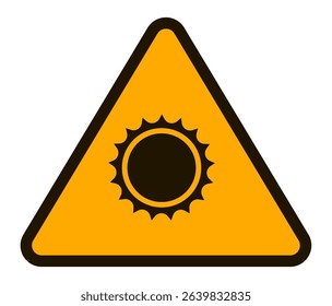 Conceptual illustration representing a potential hazard related to heat or intense sunlight, using a universally recognized warning symbol with a stylized sun, emphasizing safety and prevention