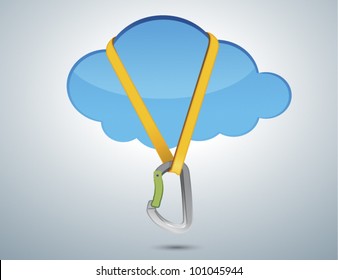 Conceptual illustration of safety:  climbing carbine with cloud