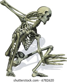 Conceptual illustration of a scared skeleton, file has no gradients.