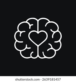 Conceptual illustration showing a brain with a heart inside, symbolizing the merge of love and intelligence, emotion and logic.