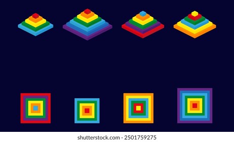 Conceptual illustration showing the process of building a house from blocks