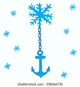 Conceptual illustration with a snowflake with an anchor