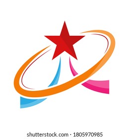 Conceptual illustration with a star. Vector illustration for logo, brand, sticker, logo or creative design, isolated on white background