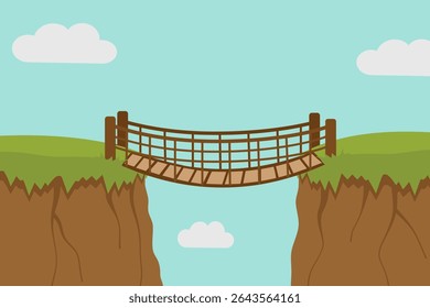 Conceptual Illustration of Suspension Bridge Above the Clouds for Mental Health and Mindfulness Journey
