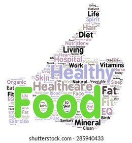 Conceptual illustration of tag cloud containing words related to healthy lifestyle  