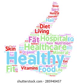 Conceptual illustration of tag cloud containing words related to healthy lifestyle  