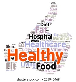 Conceptual illustration of tag cloud containing words related to healthy lifestyle  