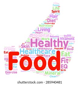 Conceptual illustration of tag cloud containing words related to healthy lifestyle  