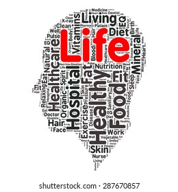 Conceptual illustration of tag cloud containing words related to healthy lifestyle