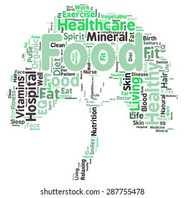 Conceptual illustration of tag cloud containing words related to healthy lifestyle