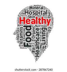 Conceptual illustration of tag cloud containing words related to healthy lifestyle