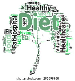 Conceptual illustration of tag cloud containing words related to healthy lifestyle