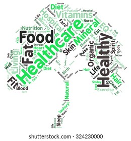 Conceptual illustration of tag cloud containing words related to healthy lifestyle