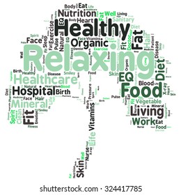 Conceptual illustration of tag cloud containing words related to healthy lifestyle