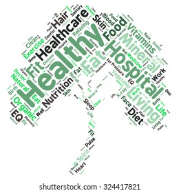 Conceptual illustration of tag cloud containing words related to healthy lifestyle