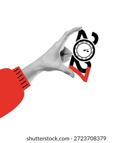Ilustración conceptual del tiempo y el futuro con las manos humanas sosteniendo un reloj y el número 2027. Símbolo de fecha límite, planificación, cuenta regresiva y concepto de año nuevo. Estilo gráfico moderno.