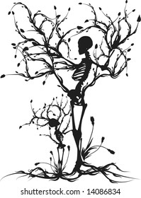 Conceptual illustration of the tree of life. One Color.