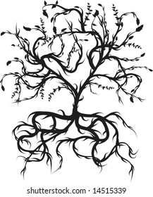 Artistically Drawn Old Tree Outline On Stock Illustration 1209062524